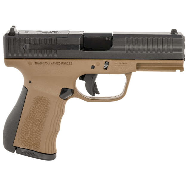 FMK FMKG49BB G3  9mm Luger 14+1 4" Stainless Steel Barrel, Black Optic Cut/Serrated Carbon Steel Slide, Burnt Bronze Polymer Frame w/Picatinny Rail, Black Backstrap Grip