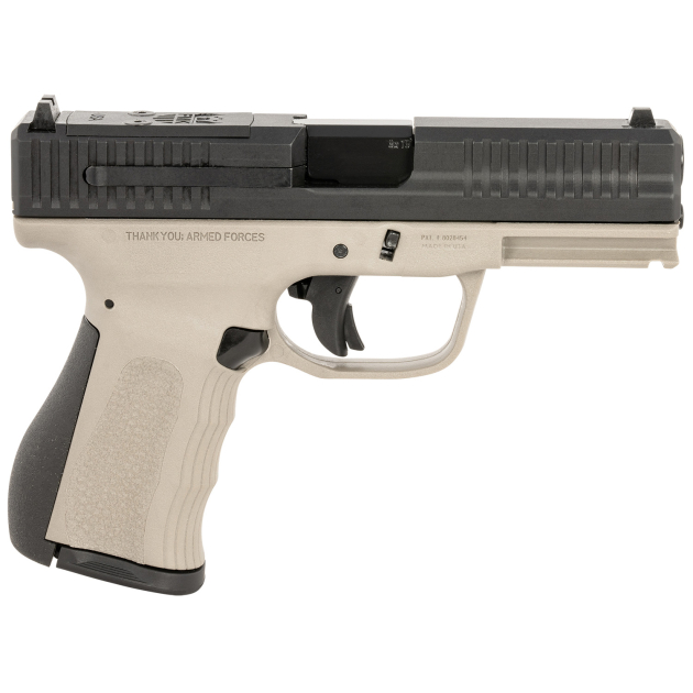 FMK FMKG49TG G3  9mm Luger 14+1 4" Stainless Steel Barrel, Black Optic Cut/Serrated Carbon Steel Slide, Titanium Gray Polymer Frame w/Picatinny Rail, Black Backstrap Grip
