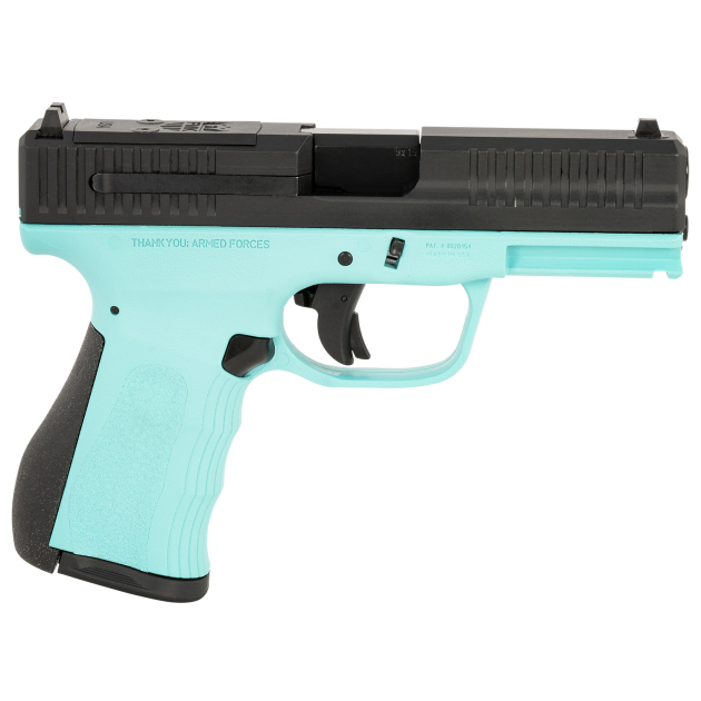 FMK FMKG49BJ G3  9mm Luger 14+1 4" Stainless Steel Barrel, Black Optic Cut/Serrated Carbon Steel Slide, Blue Jay Polymer Frame w/Picatinny Rail, Black Backstrap Grip