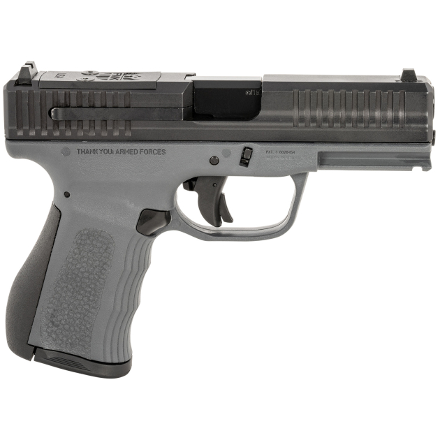 FMK FMKG49DG G3  9mm Luger 14+1 4" Stainless Steel Barrel, Black Optic Cut/Serrated Carbon Steel Slide, Dark Gray Polymer Frame w/Picatinny Rail, Black Backstrap Grip