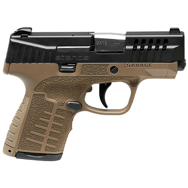 Savage Arms 67007 Stance  9mm Luger 8+1 3.20" Stainless Steel Barrel, Black Nitride Ported/Serrated Steel Slide, Flat Dark Earth Polymer Frame, Interchangeable Backstrap Grip, Ambidextrous