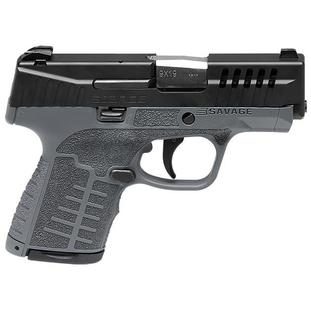 Savage Arms 67011 Stance  9mm Luger 8+1 3.20" Stainless Steel Barrel, Black Nitride Ported/Serrated Steel Slide, Gray Polymer Frame, Interchangeable Backstrap Grip, Ambidextrous
