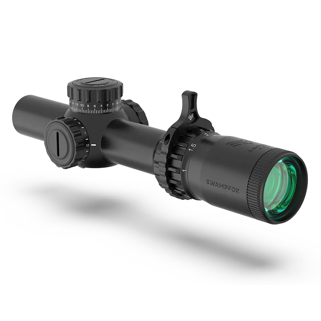 Swampfox Optics THK14241RF Tomahawk II  Black 1-4x 24mm 30mm Tube Bright Fiber Optic Red Reticle