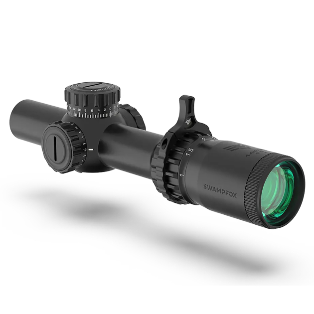 Swampfox Optics THK14241GF Tomahawk II  Black 1-4x 24mm 30mm Tube Bright Fiber Optic Green Reticle