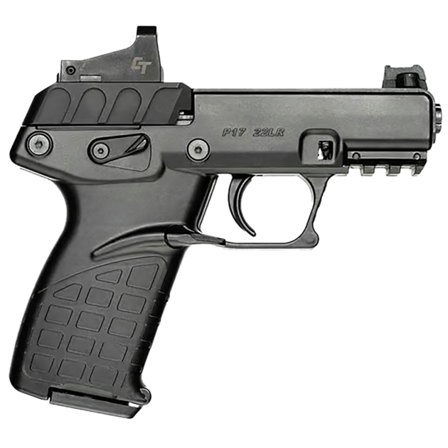 Kel-Tec P17BBLKRD P17 w/Optic Bundle Compact Frame 22 LR 16+1 3.80" Black Steel Barrel, Black Serrated Slide, Black Polymer Frame w/Picatinny Rail, Textured Grip, Crimson Trace Red Dot, Ambidextrous
