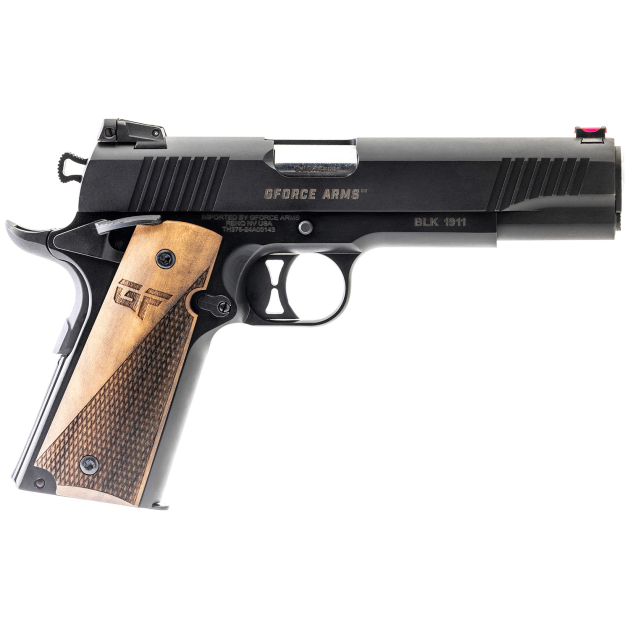 Gforce Arms GF199BW Chronicle 1911 9mm Luger 9+1 5" Stainless Steel Barrel, Black Serrated Steel Slide, Black Cerakote Aluminum Frame, Turkish Walnut Grip