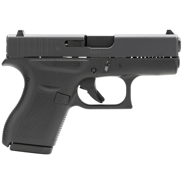 Glock UI4250201 G42 Gen3 Sub-Compact 380 ACP 6+1 3.25" Black Polygonal Rifled Barrel, Matte Black Serrated Slide, Black Polymer Frame, Black Textured Polymer Grip, USA Made