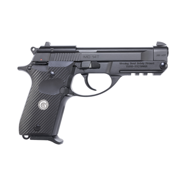 EAA GIRSAN 390850 MC 14T Solution Compact Frame 380 ACP 13+1, 4.50" Black Steel Tip-Up Barrel, Serrated Steel Slide & Aluminum Frame w/Picatinny Rail, Black Checkered Polymer Grip Ambidextrous