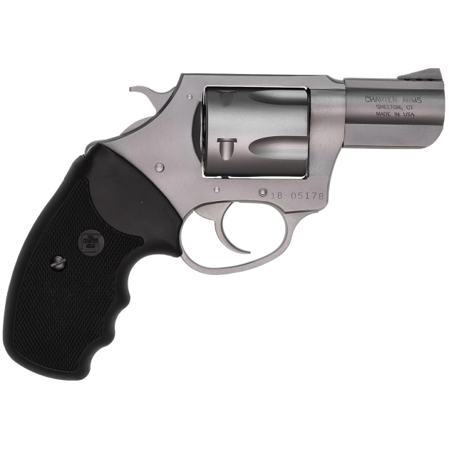 Charter Arms 73520 Mag Pug  Large 357 Mag, 5 Shot 2.20" Matte Stainless Steel Ported Barrel, Matte Stainless Steel Cylinder & Frame w/Black Finger Grooved Rubber Grip