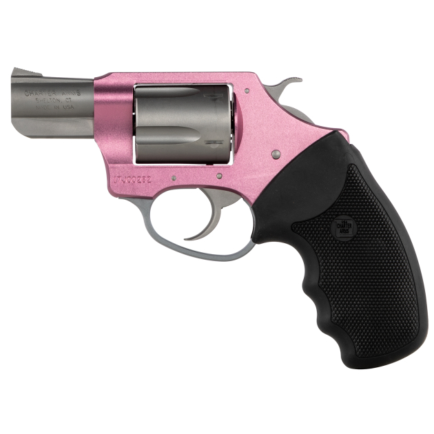 Charter Arms 93830 Undercover Southpaw 38 Special, 5 Shot 2" Matte Stainless Steel Barrel & Cylinder, Pink Aluminum Frame w/Black Finger Grooved Rubber Grip, Exposed Hammer