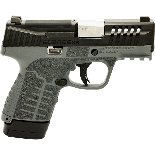 Savage Arms 67066 Stance XR Micro Frame 9mm Luger 13+1 3.20" Stainless Steel Barrel, Black Nitride Ported Steel Slide, Gray Stainless Steel Frame w/Picatinny Rail, Gray GFN Grip, Ambidextrous