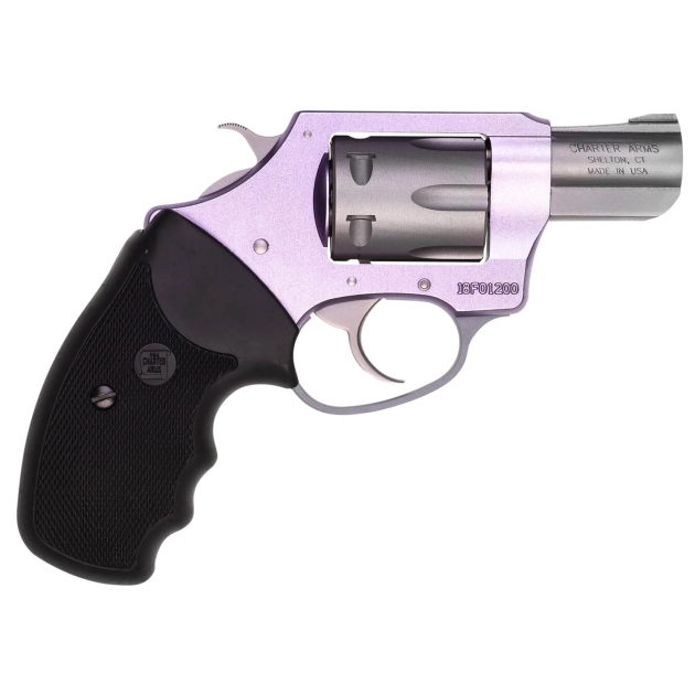 Charter Arms 52240 Pathfinder Lite Lavender Lady Small 22 LR, 8 Shot, 2" Matte Stainless Steel Barrel & Cylinder, Lavender Aluminum Frame w/Black Finger Grooved Rubber Grip, Exposed Hammer