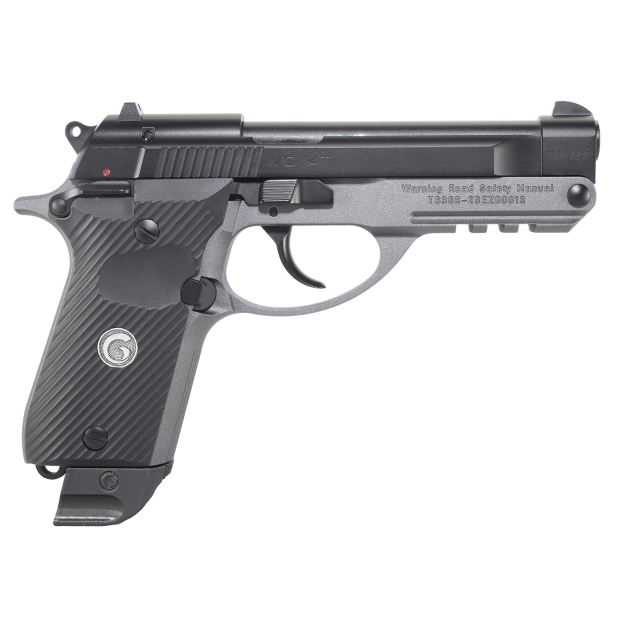 EAA GIRSAN 390855 MC 14T Solution Compact Frame 380 ACP 13+1, 4.50" Black Steel Tip-Up Barrel & Serrated Steel Slide, Matte Stainless Aluminum Frame w/Picatinny Rail, Black Polymer Grip, Ambidextrous