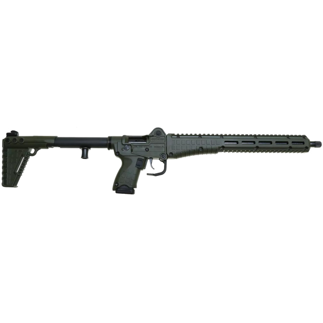 Kel-Tec SUB2K9GLKGRN SUB2000 Gen3 9mm Luger 15+1 16.15" Black Steel Threaded Barrel, Green Picatinny Rail Aluminum Receiver, M-LOK Handguard, Green Synthetic Folding Stock, Black Polymer Grip