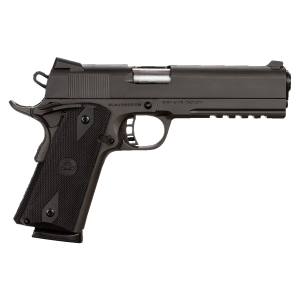 Rock Island 51484 Tac Standard FS 45 ACP Caliber with 5" Barrel, 8+1 Capacity, Overall Black Parkerized Finish Steel, Picatinny Rail/Beavertail Frame, Serrated Slide & Black Rubber Grip