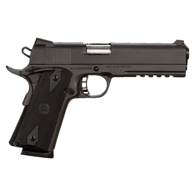Rock Island 51484 Tac Standard FS 45 ACP Caliber with 5" Barrel, 8+1 Capacity, Overall Black Parkerized Finish Steel, Picatinny Rail/Beavertail Frame, Serrated Slide & Black Rubber Grip