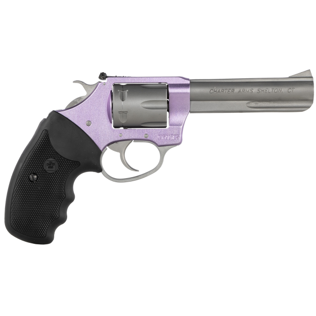 Charter Arms 52242 Pathfinder Lite 22 LR 8rd 4.20" Matte Stainless Stainless Steel Barrel, Lavender Aluminum Frame, Matte Stainless Cylinder, Black Finger Grooved Rubber Grip, Exposed Hammer