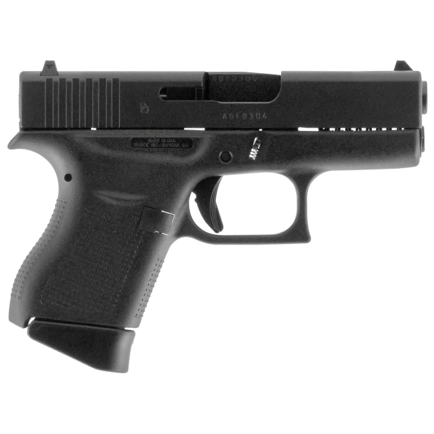 Glock UI4350201 G43  Sub-Compact Frame 9mm Luger 6+1 3.41" Black Steel Barrel, Matte Black Serrated Steel Slide, Black Polymer Frame, Textured Polymer Grip, Right Hand