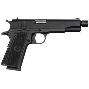 Rock Island 51473 GI Standard FS 45 ACP Caliber with 5" Barrel, 8+1 Capacity, Overall Black Parkerized Finish Steel, Beavertail Frame, Serrated Slide & Black Rubber Grip
