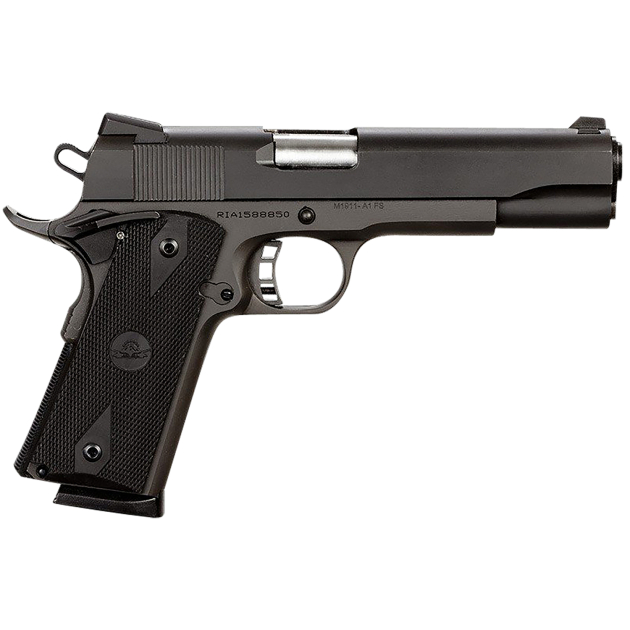 Rock Island 51431 Rock Standard FS 45 ACP Caliber with 5" Barrel, 8+1 Capacity, Overall Black Parkerized Finish Steel, Beavertail Frame, Serrated Slide & Black Rubber Grip