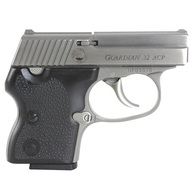 North American Arms 32GUARDIAN Guardian  DAO 32 ACP Caliber with 2.19" Barrel, 6+1 Capacity, Overall Stainless Steel Finish, Serrated Slide & Black Rubber Grip