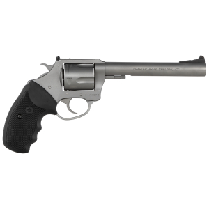 Charter Arms 74460 Bulldog Target Large 44 Special, 5 Shot 6" Matte Stainless Steel Barrel, Cylinder & Frame w/Black Finger Grooved Rubber Grip