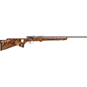 Savage Arms 25725 Mark II BTVS 22 LR Caliber with 5+1 Capacity, 21" Barrel, Satin Stainless Metal Finish, Fixed Thumbhole Natural Brown Laminate Stock & AccuTrigger Right Hand (Full Size)