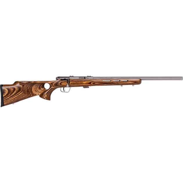 Savage Arms 25725 Mark II BTVS 22 LR Caliber with 5+1 Capacity, 21" Barrel, Satin Stainless Metal Finish, Fixed Thumbhole Natural Brown Laminate Stock & AccuTrigger Right Hand (Full Size)
