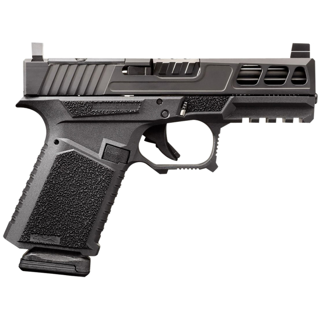 Anderson B2-N891-A000 Kiger 9C Pro Compact Frame 9mm Luger 15+1 3.91" Black DLC Fluted Barrel & Lightening Cut/Optic Cut/Serrated Stainless Steel Slide, Black Polymer Frame w/Picatinny Rail