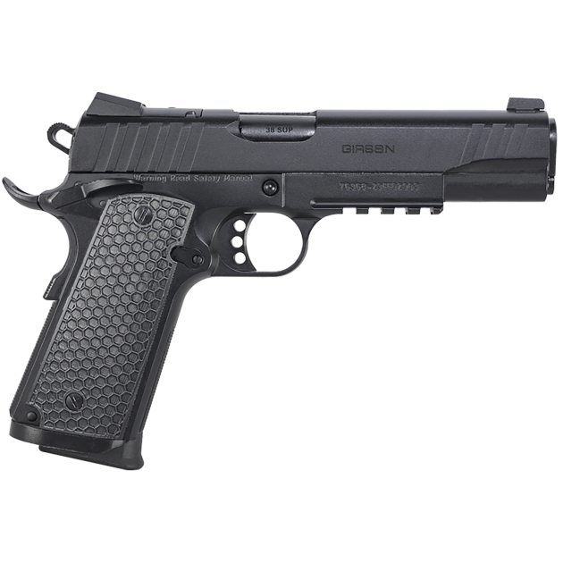 EAA GIRSAN 391047 MC1911 S Influencer Full Size 45 ACP 8+1 5" Blued Steel Barrel, Black Optic Ready/Serrated Steel Slide & Frame w/Picatinny Rail & Beavertail, Black Polymer Grip