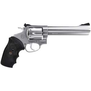 Rossi 2RM669 RM66  357 Mag 6 Shot 6"  Satin Stainless Steel Barrel, Cylinder & Frame Black Checkered Rubber Grip