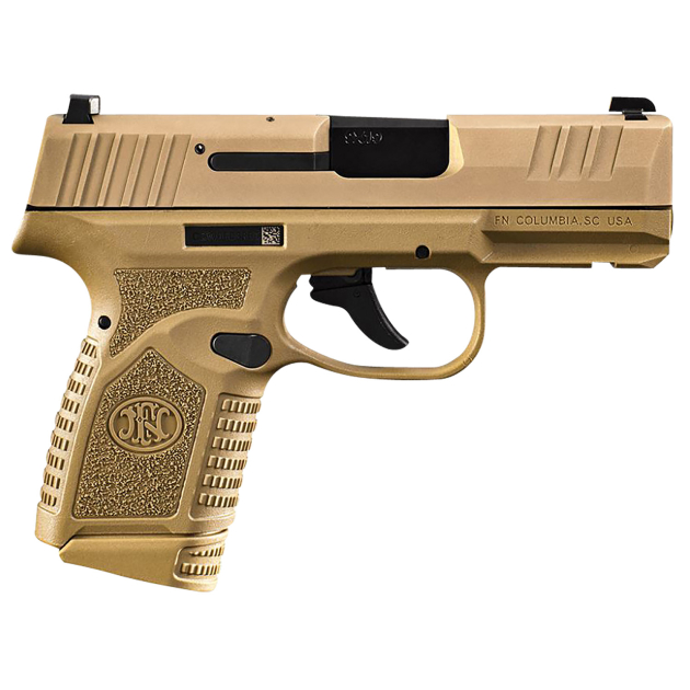 FN 66101409 Reflex  Micro-Compact Frame 9mm Luger 15+1/11+1, 3.30" Black Target Crown Steel Barrel, Flat Dark Earth PVD Serrated Steel Slide & Polymer Frame w/Picatinny Rail, Ambidextrous