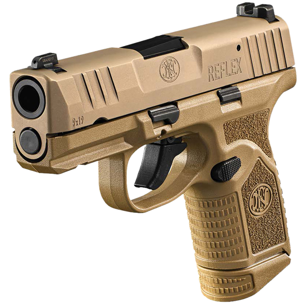 FN 66101421 Reflex  9mm Luger 10+1 3.30" Micro-Compact Frame Flat Dark Earth PVD Serrated Steel Slide w/Picatinny Rail Stippled Grip Ambidextrous