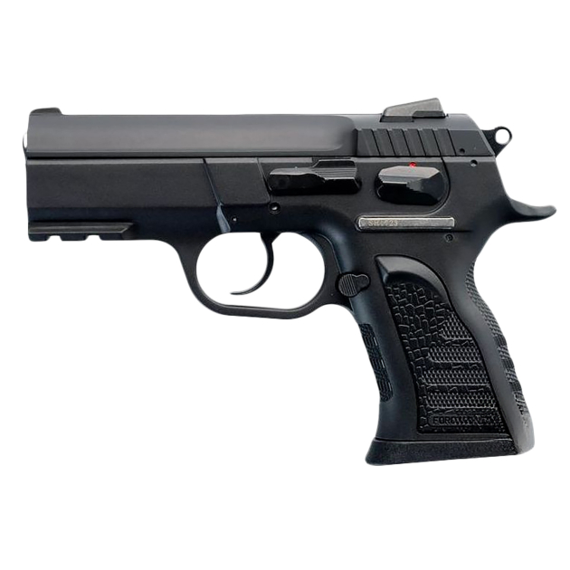 Tanfoglio IFG TFCOMPACTF10 Force Compact F 10mm Auto Caliber with 3.62" Barrel, 11+1 Capacity, Overall Black Finish, Picatinny Rail Frame, Serrated Steel Slide & Rubber Grip