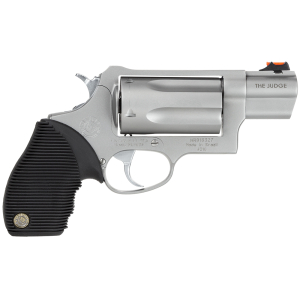 Taurus 2441039TC Judge Public Defender Small Frame 45 Colt (Long Colt)/ 410 Bore 5rd 2" Matte Stainless Steel Barrel, Cylinder & Frame, Black Ribber Grip, Transfer Bar Safety, Exposed Hammer