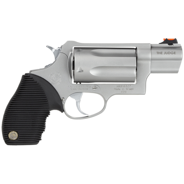 Taurus 2441039TC Judge Public Defender Small Frame 45 Colt (Long Colt)/ 410 Bore 5rd 2" Matte Stainless Steel Barrel, Cylinder & Frame, Black Ribber Grip, Transfer Bar Safety, Exposed Hammer