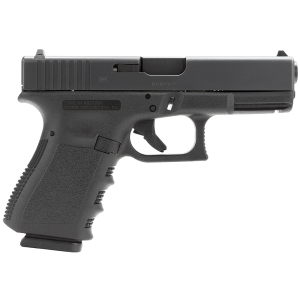 Glock PI1950201 G19 Gen3  *CA Compliant Compact 9mm Luger 10+1 4.02" Black Steel Barrel, Matte Black Serrated Slide, Black Polymer Frame w/Accessory Rail, Black Finger Grooved Polymer Grip