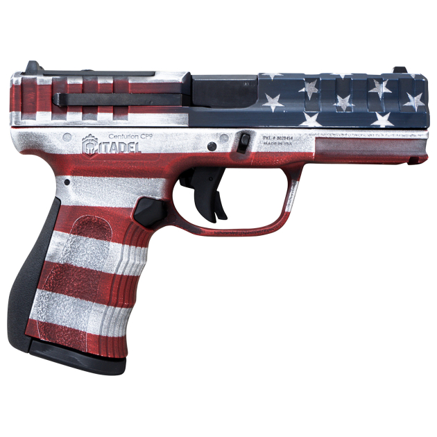 Citadel CITCP9USA Centurion CP9 Compact Frame 9mm Luger 14+1, 4" Black Steel Barrel, American Flag Cerakote Optic Ready/Serrated Steel Slide, Polymer Frame & Grip