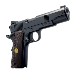 Dickinson LLC DCKSN45BB 1911 Adam 45 ACP 8+1 5" Black Steel Barrel, Black Serrated Aluminum Slide, Black Steel Frame, Wood Grip
