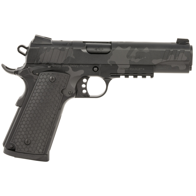 Girsan 391157 MC1911 S Influencer Full Size 45 ACP 8+1 5" Black Steel Barrel, Black Camo Optic Ready/Serrated Steel Slide & Frame w/Picatinny Rail & Beavertail, Black Polymer Grip
