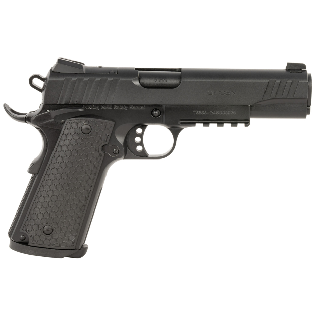 Girsan 391048 MC1911 S Influencer Full Size 10mm Auto 9+1 5" Blued Steel Barrel, Black Optic Ready/Serrated Steel Slide & Frame w/Picatinny Rail & Beavertail, Black Polymer Grip