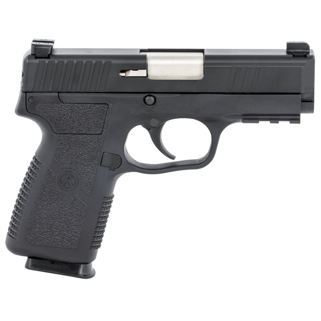 Kahr Arms KP90S94N P9-2  9mm Luger 7+1 3.60" Barrel, Black Finish Picatinny Rail Frame, Serrated Matte Black Stainless Steel Slide, Textured Polymer Grip & TruGlo Night Sights