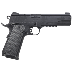Girsan 391159 MC1911 S Influencer Full Size 38 Super 9+1 5" Black Steel Barrel, Black Camo Optic Ready/Serrated Steel Slide & Frame w/Picatinny Rail & Beavertail, Black Polymer Grip