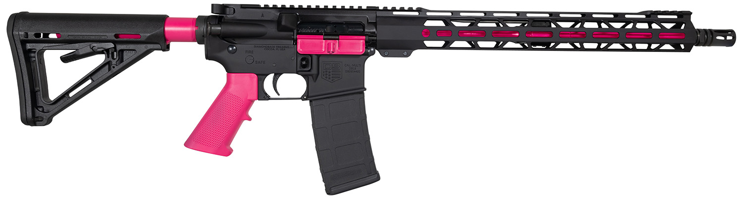Diamondback DB175AK591 DB15  5.56x45mm NATO 16" 30+1, Black with Prison Pink Accents, Carbon Lower, 15" M-Lok Handguard, Magpul Carbine Stock, A2 Grip