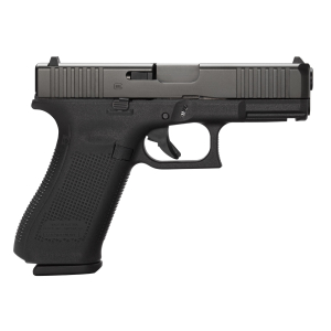 Glock PA455S203 G45 Gen5 Compact Frame 9mm Luger 17+1 4.02" Black GMB Barrel, Black nDLC Serrated Steel Slide, Black Polymer Frame w/Picatinny Rail, Interchangeable Backstrap Grip, Ambidextrous