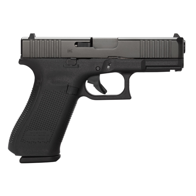 Glock PA455S201 G45 Gen5 Compact 9mm Luger 10+1 4.02" Black GMB Barrel, Black nDLC Serrated Slide, Black Polymer Frame w/Accessory Rail, Black Textured w/Interchangeable Backstrap Grip, Ambidextrous