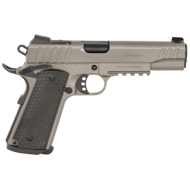 Girsan 391148 MC1911 S Influencer Full Size 10mm Auto 9+1 5" Black Steel Barrel, Tungsten Gray Cerakote Optic Ready/Serrated Steel Slide & Frame w/Picatinny Rail & Beavertail, Gray Polymer Grip