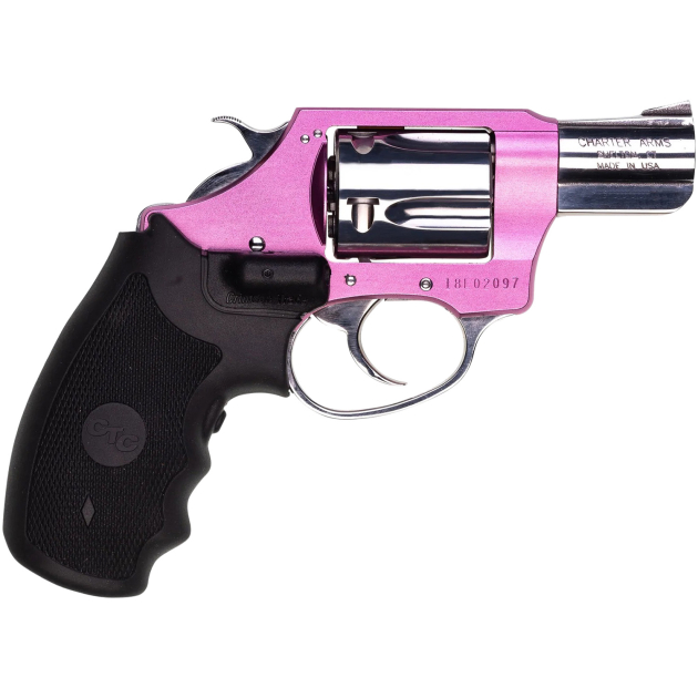 Charter Arms 53832 Undercover Lite Chic Lady Small 38 Special 5 Shot 2" High Polished Stainless Steel Barrel & Cylinder, Pink Aluminum Frame w/Black Crimson Trace Laser Grip, Exposed Hammer