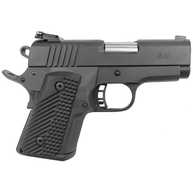 Rock Island 51577 BBR  Compact 45 ACP 10+1, 3.10" Black Steel Barrel, Black Parkerized Serrated Slide, Black Parkerized Steel Frame w/Beavertail, Black G10 Grip