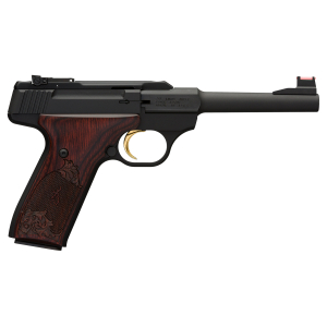 Browning 051519490 Buck Mark Challenge 22 LR 10+1 5.50" Polished Flats Steel Barrel, Matte Black Serrated Slide & Aluminum Frame, Engraved Rosewood Grip